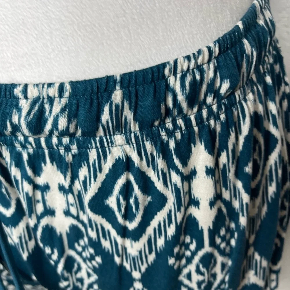 NWT 2 Piece Cozy Pajama Set Serra Teal Tank Top Ikat Print shorts Gift Ready Sm